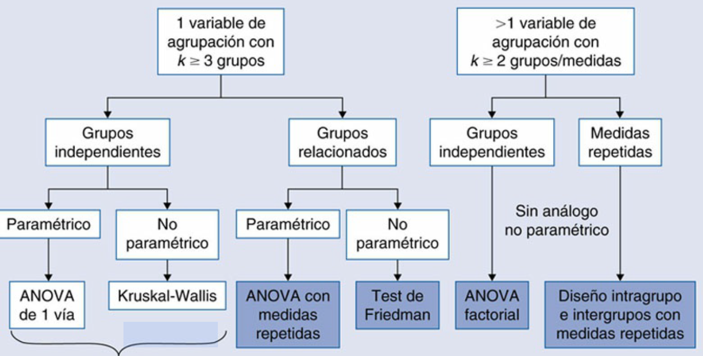 Esquema tipo Test ANOVA (Tomado de Bioestadística Amigable).